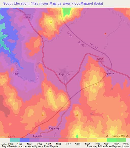 Sogut,Turkey Elevation Map