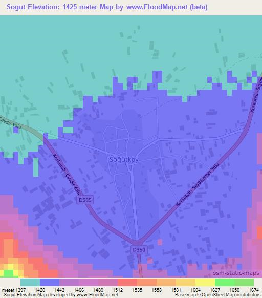 Sogut,Turkey Elevation Map