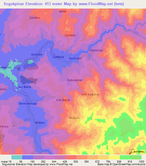 Sogukpinar,Turkey Elevation Map