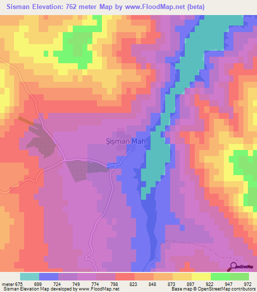 Sisman,Turkey Elevation Map