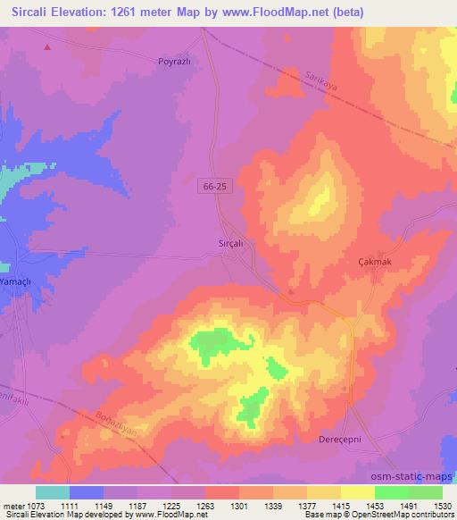Sircali,Turkey Elevation Map