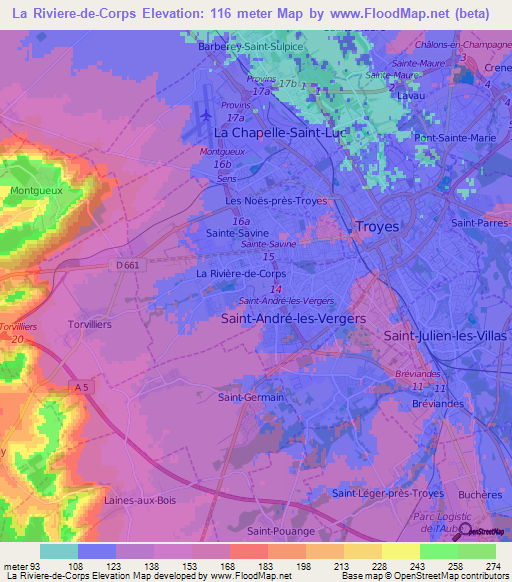 Elevation of La RivieredeCorps,France Elevation Map, Topography, Contour