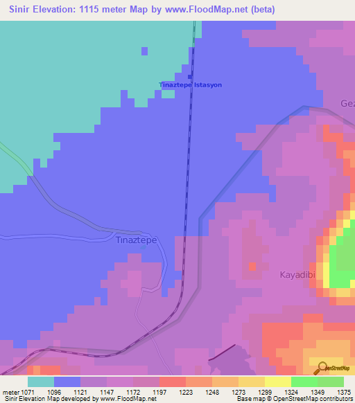 Sinir,Turkey Elevation Map