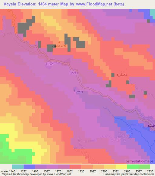 Vaysia,Iran Elevation Map