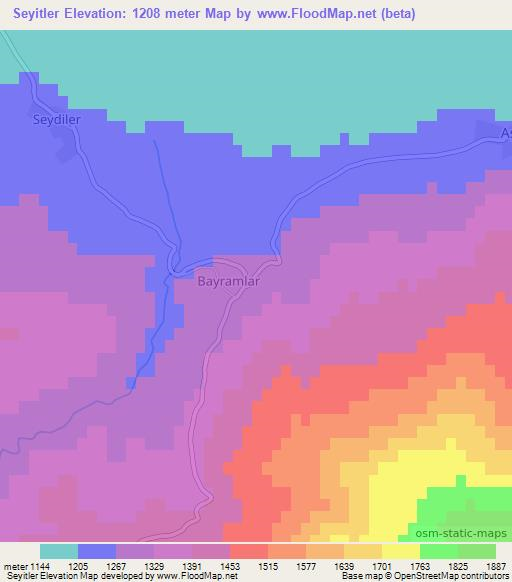 Seyitler,Turkey Elevation Map