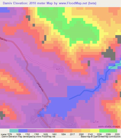 Damiv,Iran Elevation Map