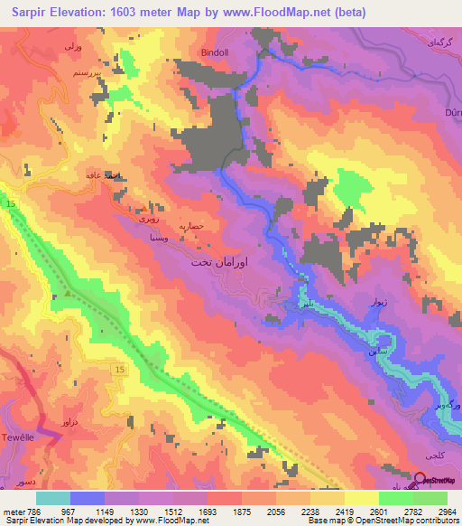 Sarpir,Iran Elevation Map