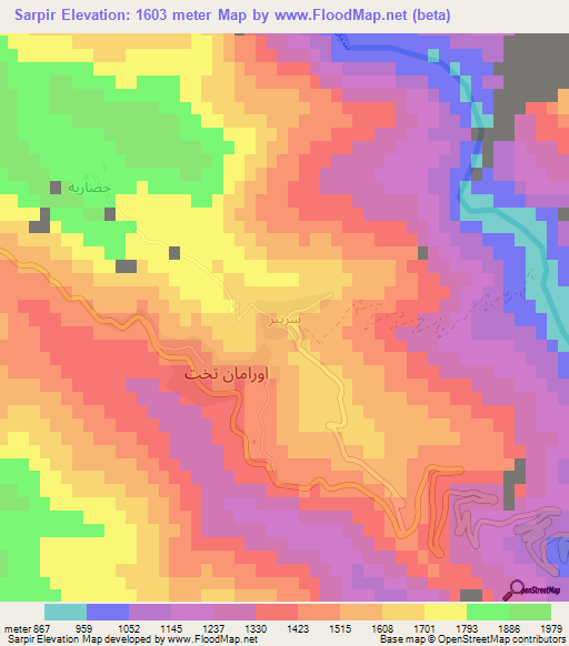 Sarpir,Iran Elevation Map
