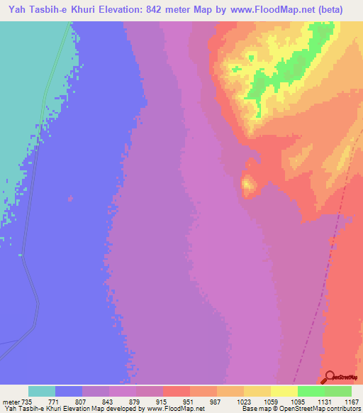 Yah Tasbih-e Khuri,Iran Elevation Map