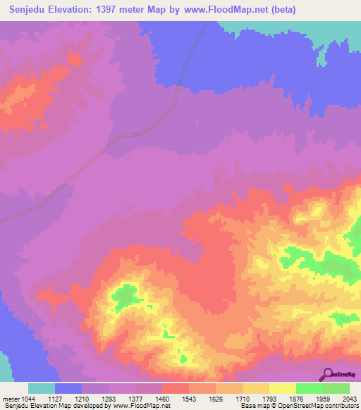 Senjedu,Iran Elevation Map
