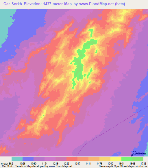 Qar Sorkh,Iran Elevation Map