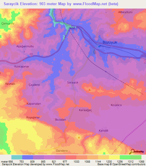 Saraycik,Turkey Elevation Map