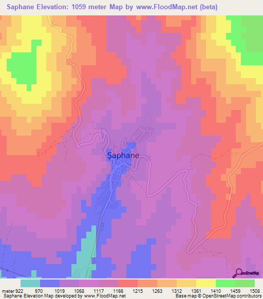 Saphane,Turkey Elevation Map
