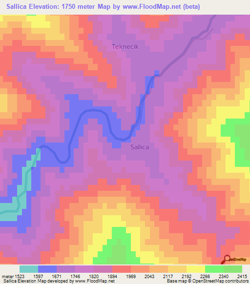 Sallica,Turkey Elevation Map