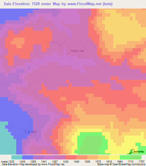Sala,Turkey Elevation Map