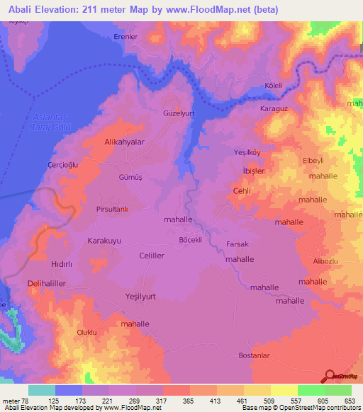 Abali,Turkey Elevation Map