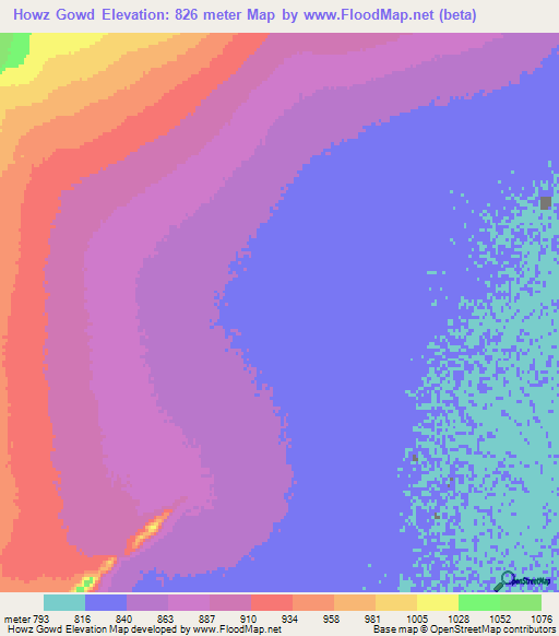 Howz Gowd,Iran Elevation Map