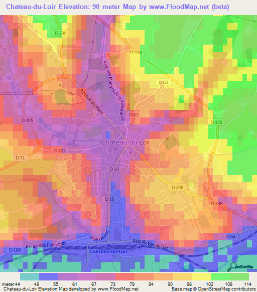 Chateau-du-Loir,France Elevation Map