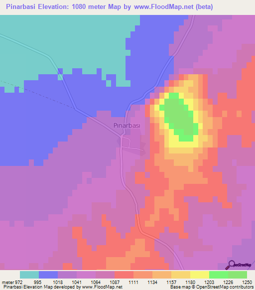 Pinarbasi,Turkey Elevation Map