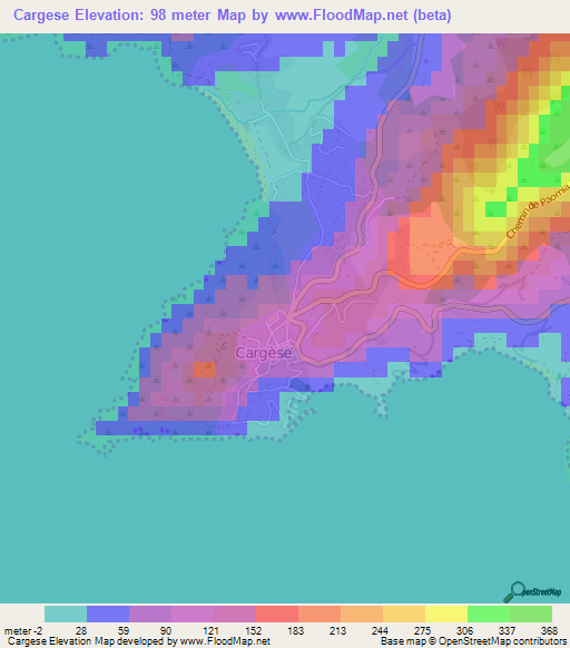 Cargese,France Elevation Map