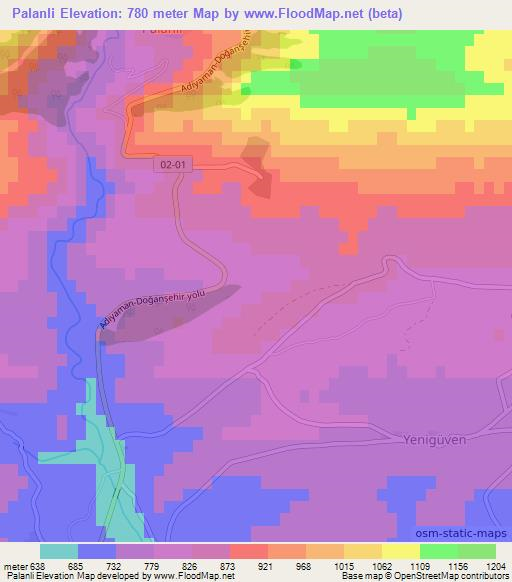 Palanli,Turkey Elevation Map