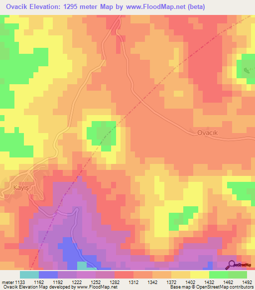 Ovacik,Turkey Elevation Map
