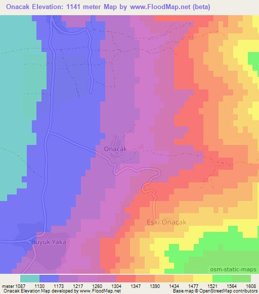 Onacak,Turkey Elevation Map