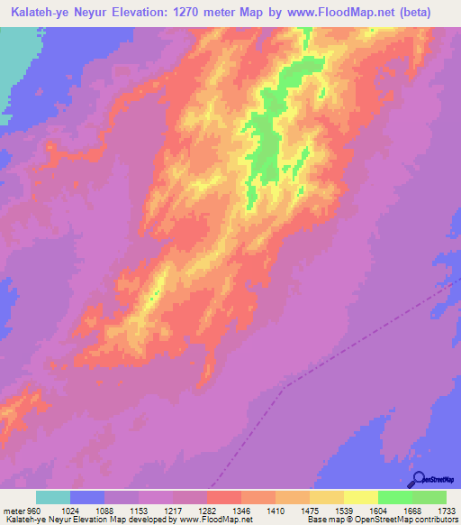 Kalateh-ye Neyur,Iran Elevation Map