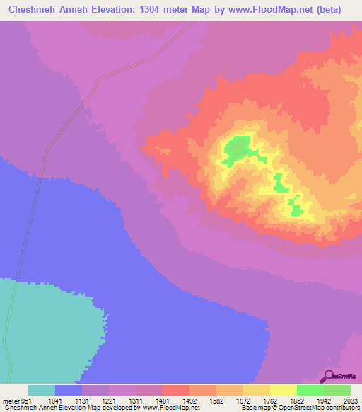 Cheshmeh Anneh,Iran Elevation Map