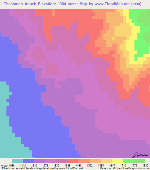Cheshmeh Anneh,Iran Elevation Map