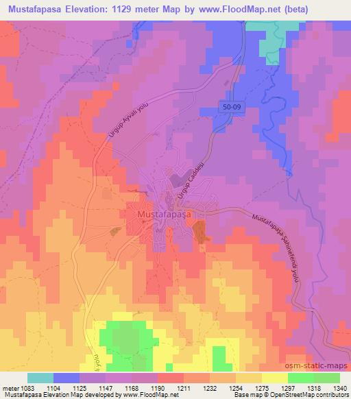 Mustafapasa,Turkey Elevation Map