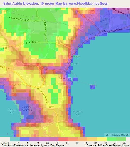Saint Aubin,Jersey Elevation Map