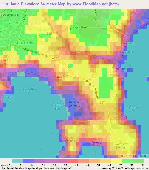 La Haule,Jersey Elevation Map
