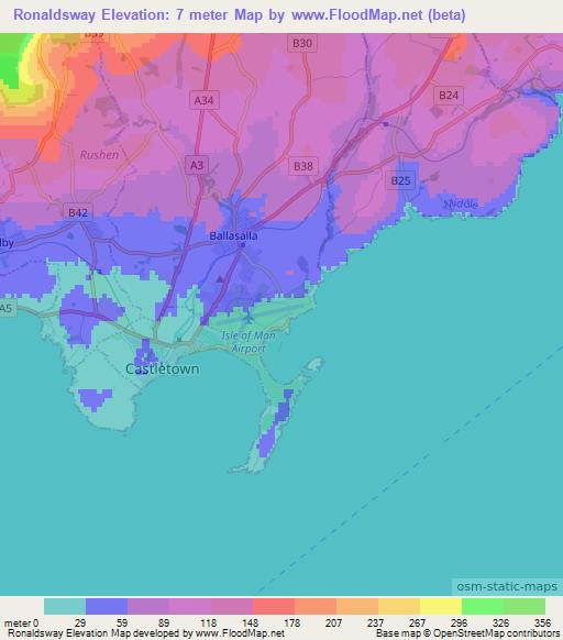 Ronaldsway,Isle of Man Elevation Map
