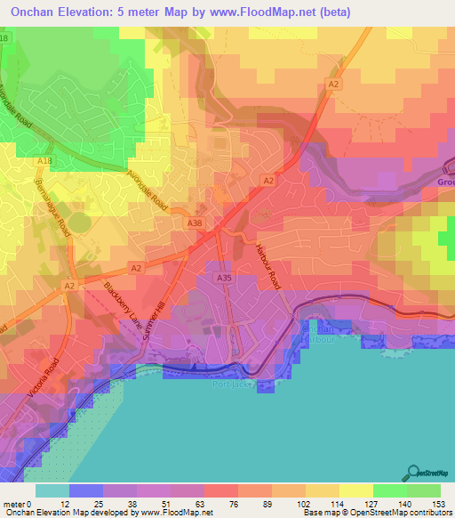Onchan,Isle of Man Elevation Map