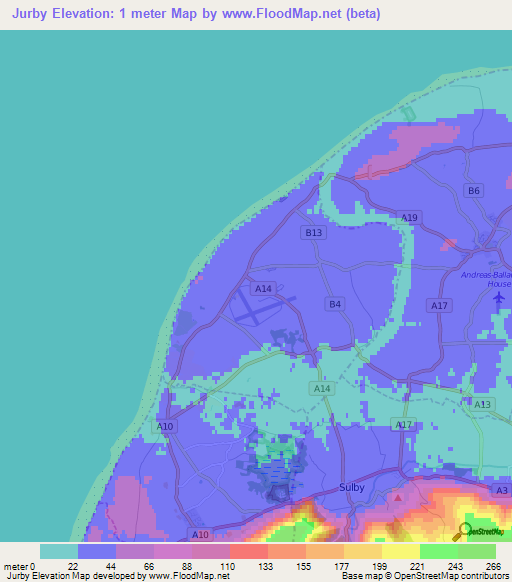Jurby,Isle of Man Elevation Map