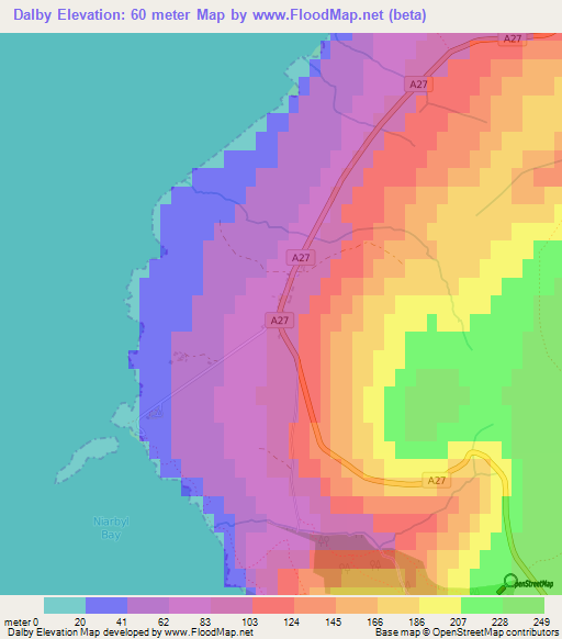Dalby,Isle of Man Elevation Map