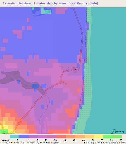 Cranstal,Isle of Man Elevation Map