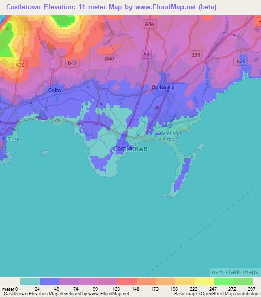 Castletown,Isle of Man Elevation Map