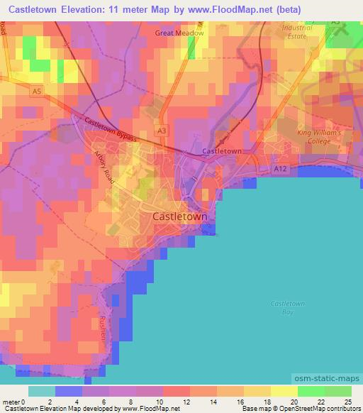 Castletown,Isle of Man Elevation Map