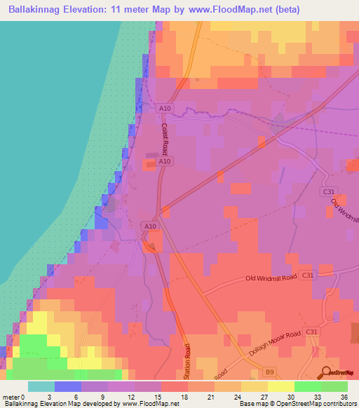 Ballakinnag,Isle of Man Elevation Map