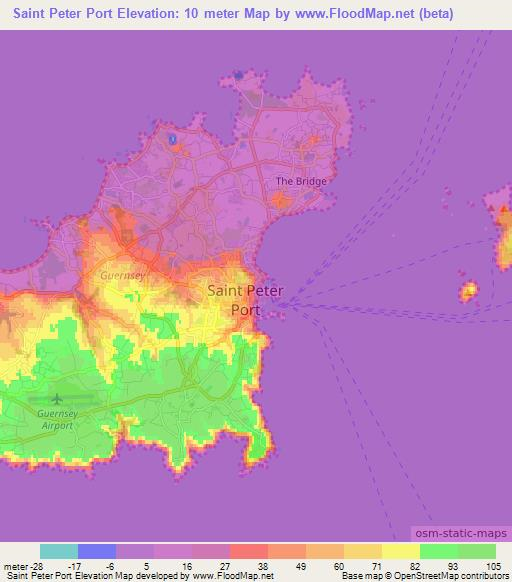 Saint Peter Port,Guernsey Elevation Map