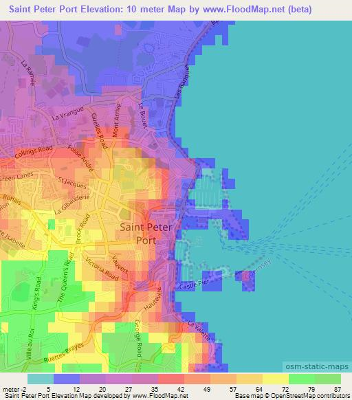 Saint Peter Port,Guernsey Elevation Map