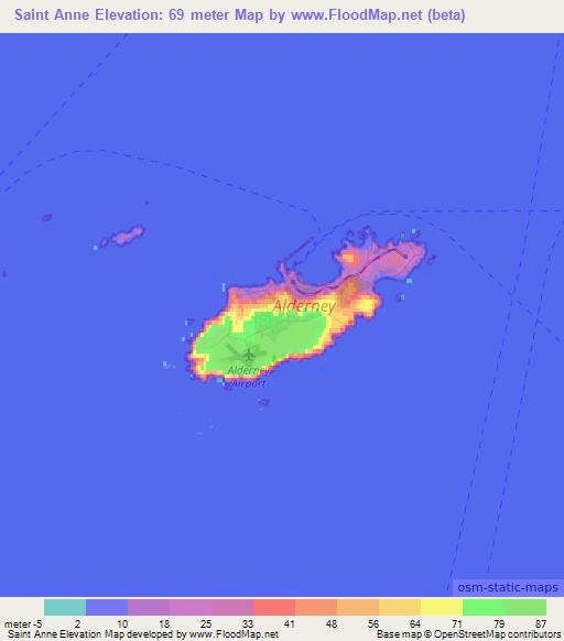 Saint Anne,Guernsey Elevation Map