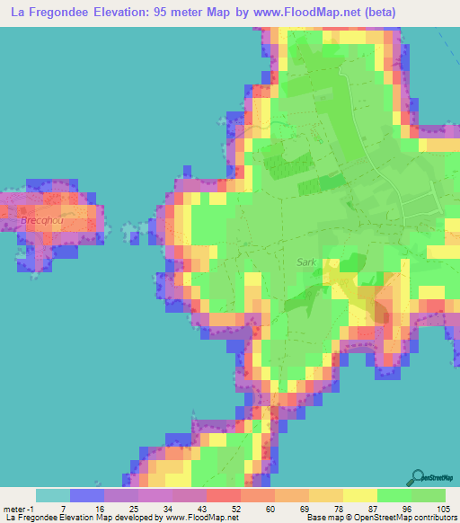 La Fregondee,Guernsey Elevation Map