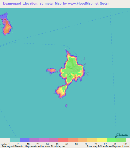 Beauregard,Guernsey Elevation Map