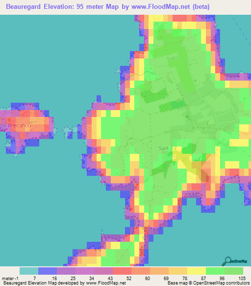 Beauregard,Guernsey Elevation Map