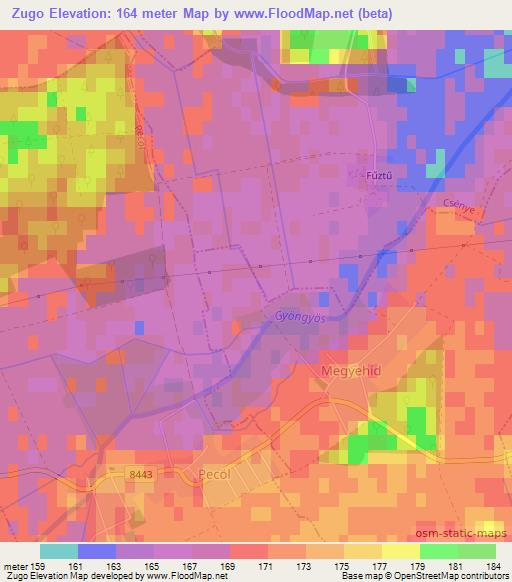 Zugo,Hungary Elevation Map