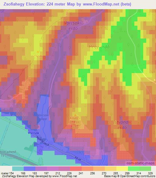 Zsofiahegy,Hungary Elevation Map