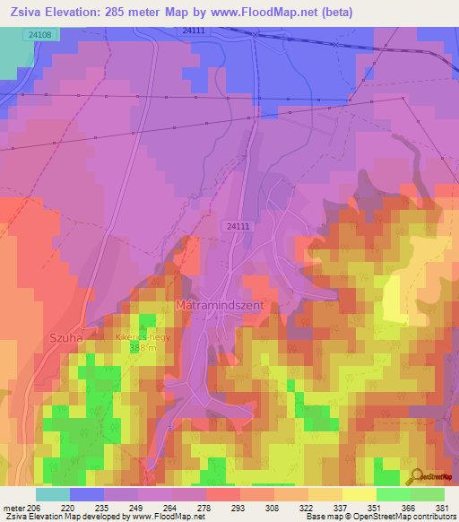 Zsiva,Hungary Elevation Map